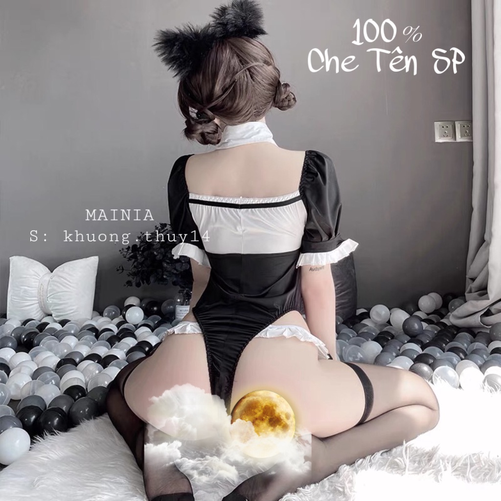 Bộ Đồ Ngủ Cosplay Cô Nàng Hầu Gái Phối Cổ Sơ Mi Xinh Xắn quyến Rũ Sexy Gợi Cảm Mainia Shop