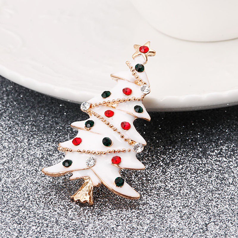 Trâm Cài Áo Hình Cây Thông Giáng Sinh Đính Kim Cương Giả