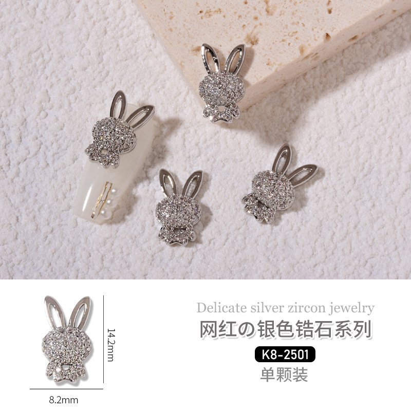 Phụ Kiện Trang Trí Móng Tay Hình Gấu Bạc Dễ Thương Bắt Mắt