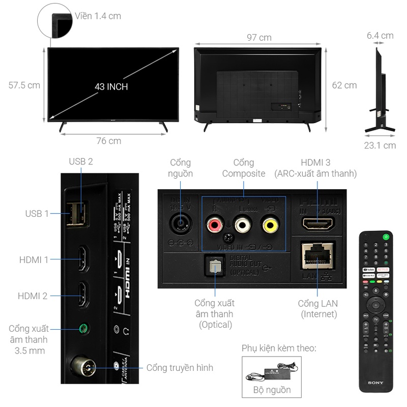 KD-43X75K - TI VI Sony 4K 43 inch KD-43X75K - Mới 2022