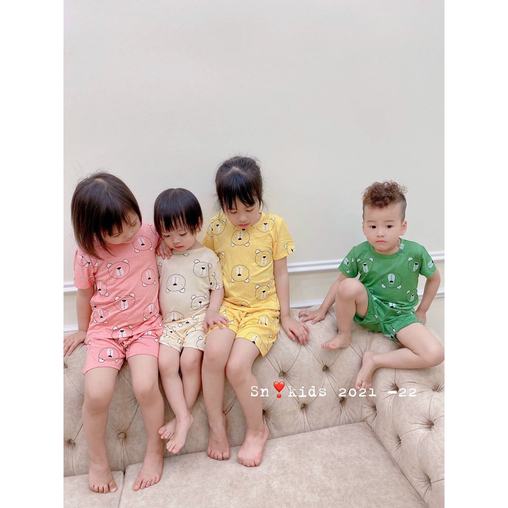 Bộ Cộc Tay Thun Lạnh Hình Gấu Sun Minky Mom Mềm Mại Mịn Mát Cho Bé