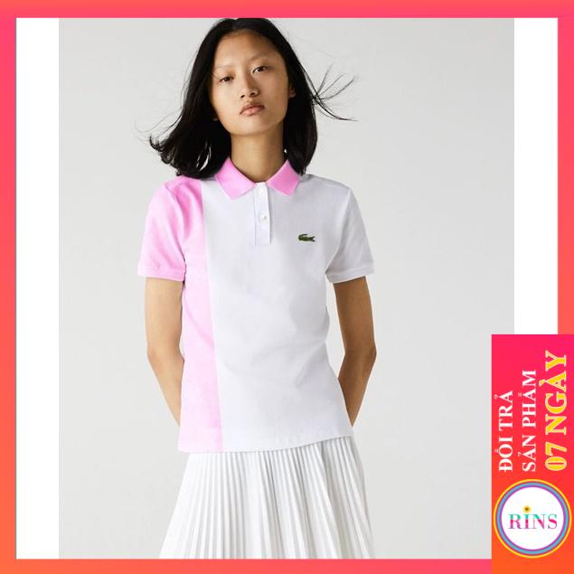 [HÌNH THẬT] ÁO THUN CỔ TRỤ LACOSTE TRẮNG HỒNG VNXK   - COTTON CÁ SẤU 100%