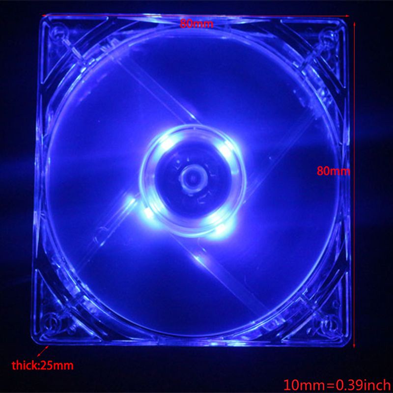 Quạt Tản Nhiệt Đèn LED 80mm Siêu Êm Không Gây Tiếng Ồn Cho CPU / Máy Tính