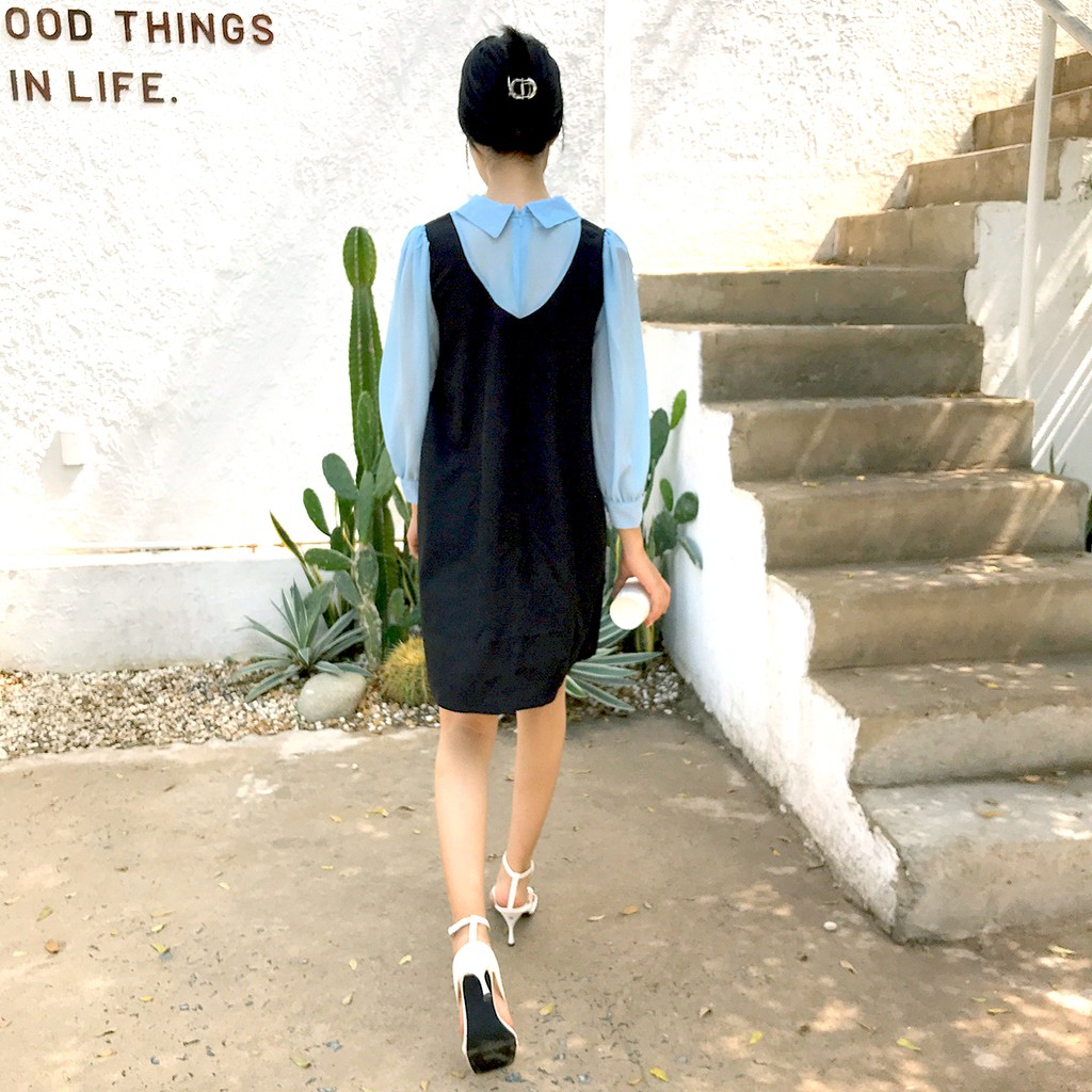 Đầm liền thân tay dài thanh lịch kiểu rộng thoải mái