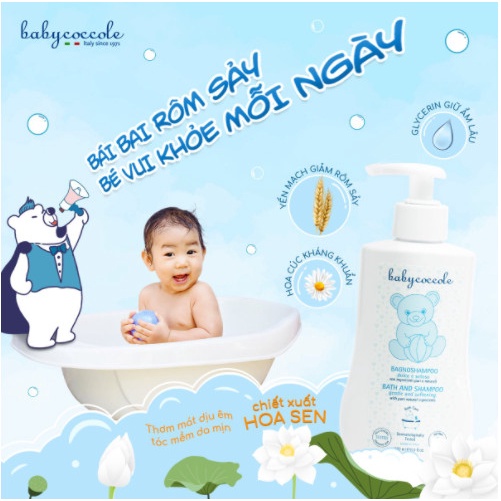 Sữa tắm gội cho bé Babycoccole 0M+ an toàn cho trẻ sơ sinh &amp; em bé chiết xuất hoa sen 400ml