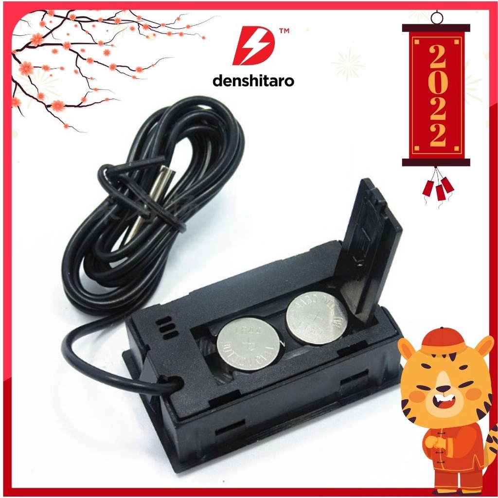 Denshitaro Đồng hồ đo nhiệt độ hiển thị LCD D00-103