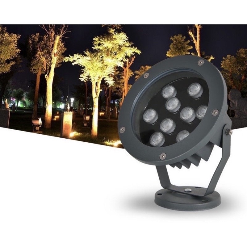 Đèn LED cắm cỏ sân vườn 9W chuyên dùng trang trí chiếu cây cảnh, tiểu cảnh ngoài trời