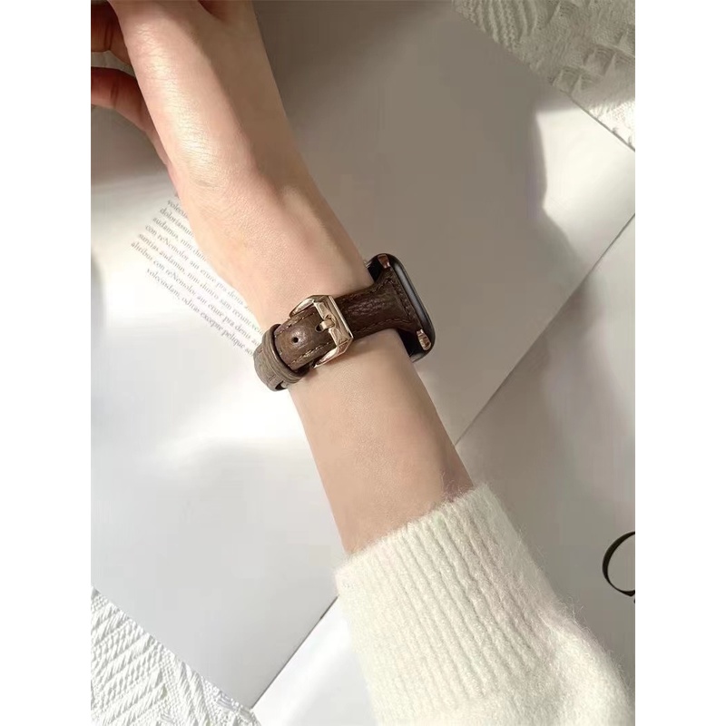 Dây đeo đồng hồ Apple Watch 45mm 40mm 44mm 38mm 42mm Series 7 SE 654321 Đồng hồ dây da thời trang cho nữ