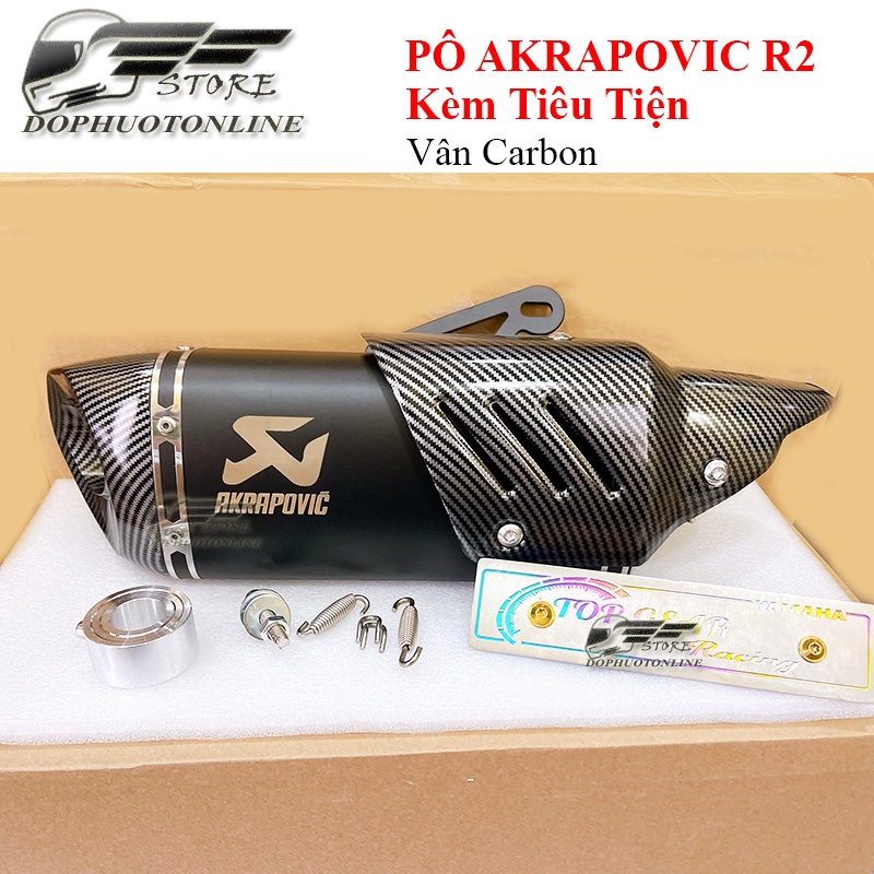MẪU MỚI Pô Akrapovic R2 Mới 2022 Kèm Tiêu Tiện CNC
