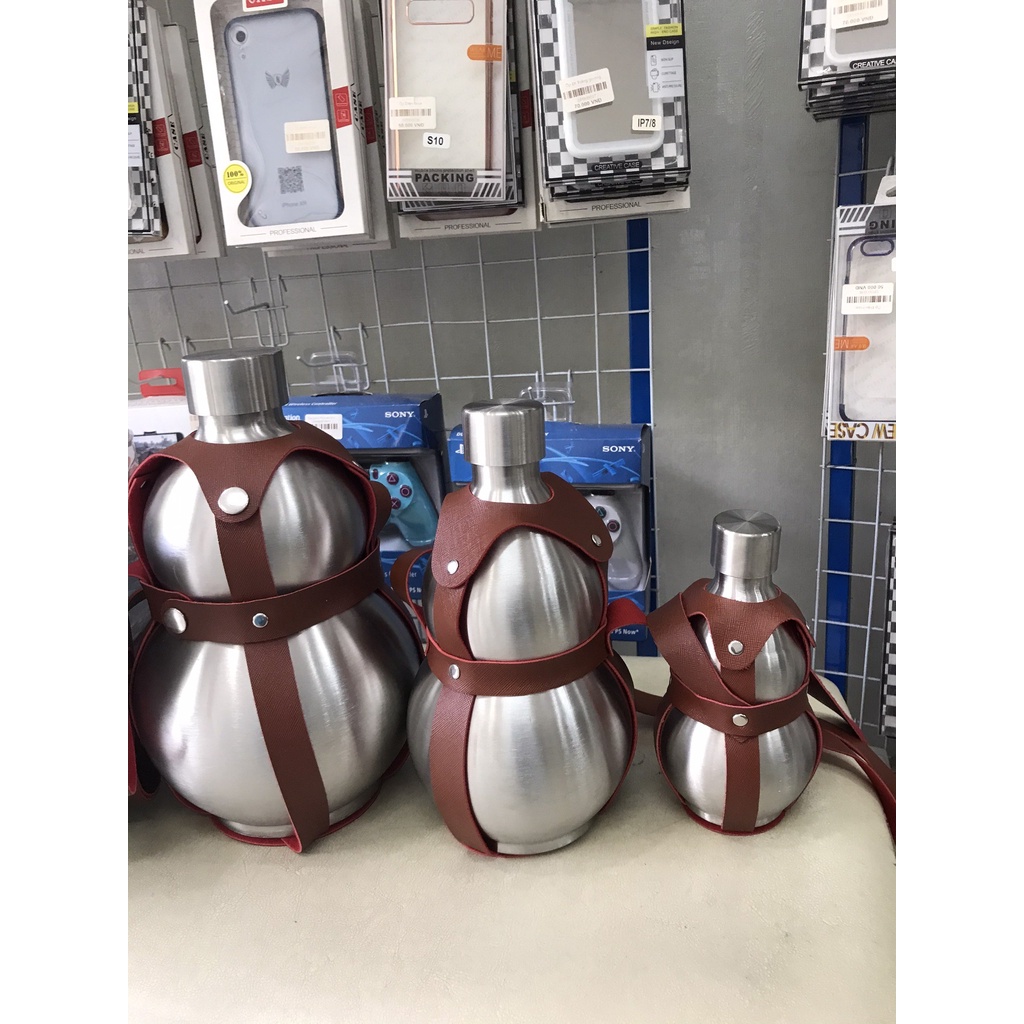 Hồ Lô Inox 304 - Hồ Lô Đựng Rượu - Tặng Kèm Bao Da