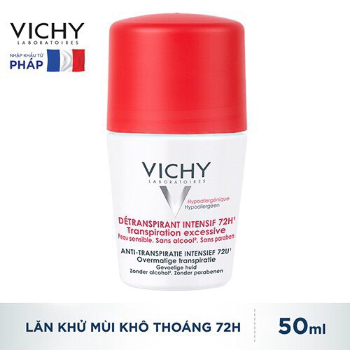 Lăn Khử Mùi Khô Thoáng Vùng Da Dưới Cánh Tay 72h Vichy Détranspirant Intensif 50ml