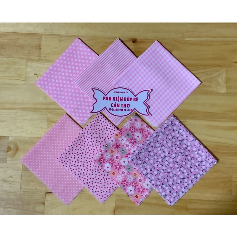 Set 7 mảnh vải 25x25cm may quần áo cho bup bê