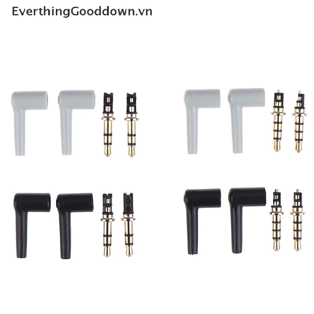 Set 2 Giắc Cắm Tai Nghe 3.5mm 3 4 Cực 3.5 Độ Mạ Vàng 90 Độ