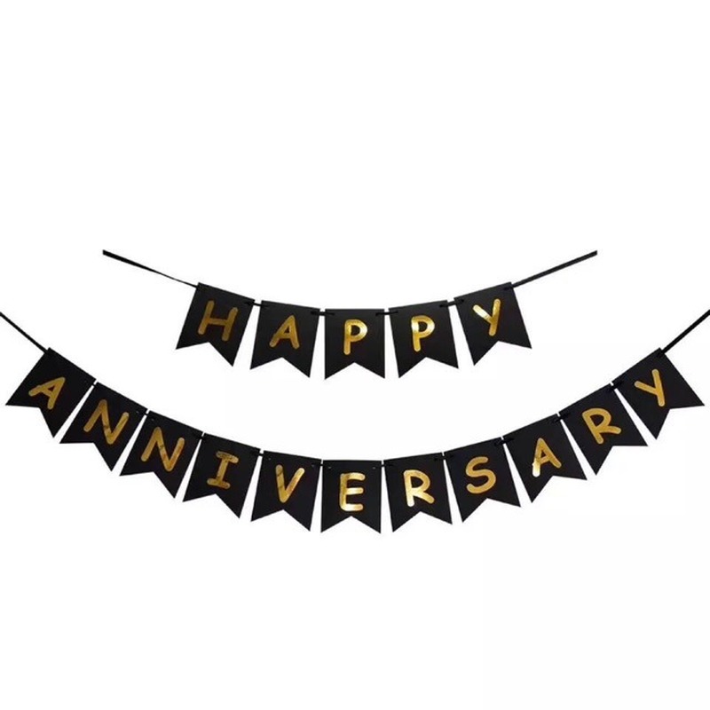 Dây Treo Trang Trí Màu Vàng In Chữ Happy anniversary