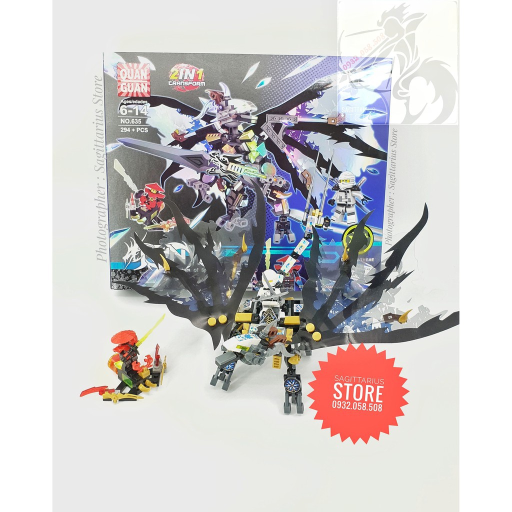 [Hot] Lego Lắp Ráp Robot Rồng Bay NinjaGo 2 in 1 - Quan Guan 635 ( Bạc - 294 Mảnh ) [ Có Sẵn ]