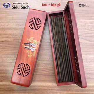 Đũa gỗ Tự nhiên trơn cao cấp - (Hộp 10 đôi rất đẹp)- Vân gỗ màu sắc tự nhiên đẹp - Chopstick of HAHANCO  - CTH701ms