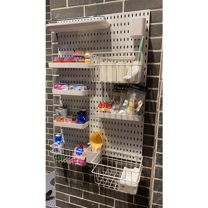 Aki shop Giá kệ để đồ đa năng có chắn inox G008 phụ kiện pegboard decor