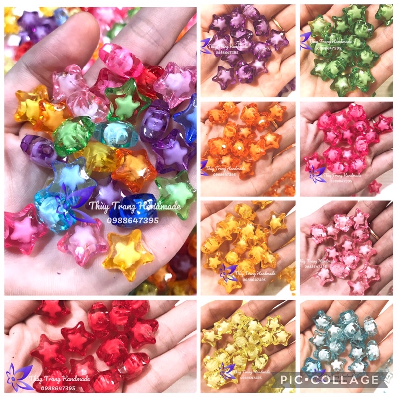 Charm nhựa acrylic hình NGÔI SAO  làm đồ trang trí, trang sức handmade