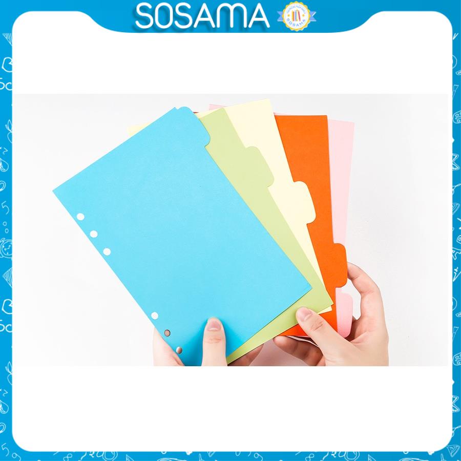 Bìa sổ còng binder SOSAMA tab phân trang 5 tờ A5 A6 6 lỗ 5 màu tiện dụng SN-001338