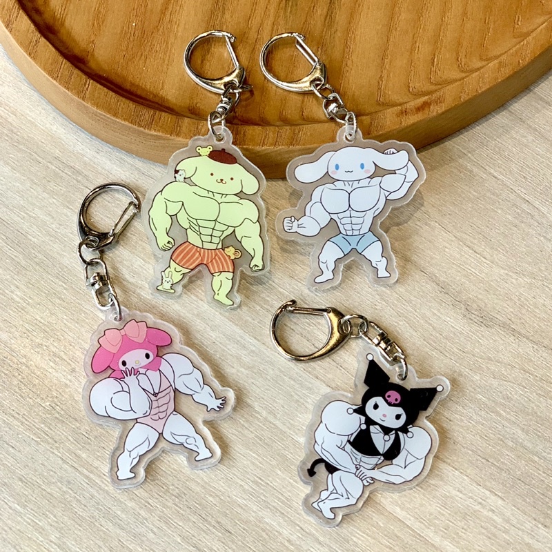 Móc Khoá Chaien Kitty Shizuka Cơ Bắp Cute Đôi Sanrito anime