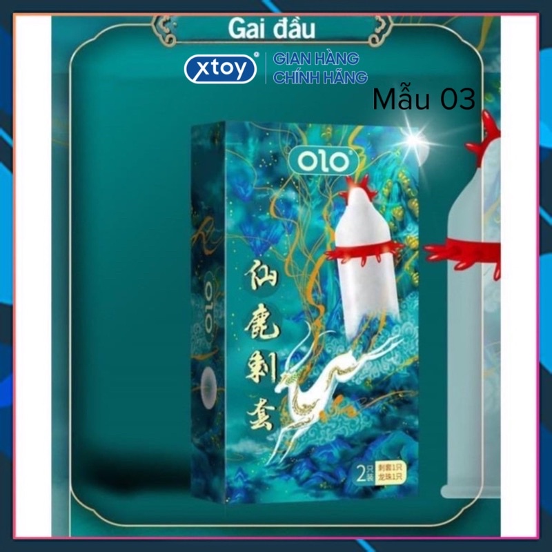 Bao cao su OLO-R gân gai, gai bi 03, gel kéo dài thời gian quan hệ Hộp 1 bcs và 1 hạt bi - olo-china