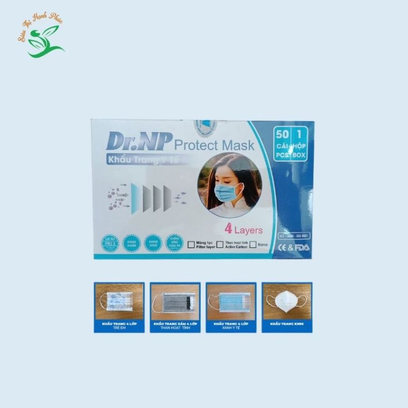 Khẩu trang y tế Dr.NP cao cấp công nghệ kháng khuẩn 4 lớp Medical Masks 50 CÁI /hộp
