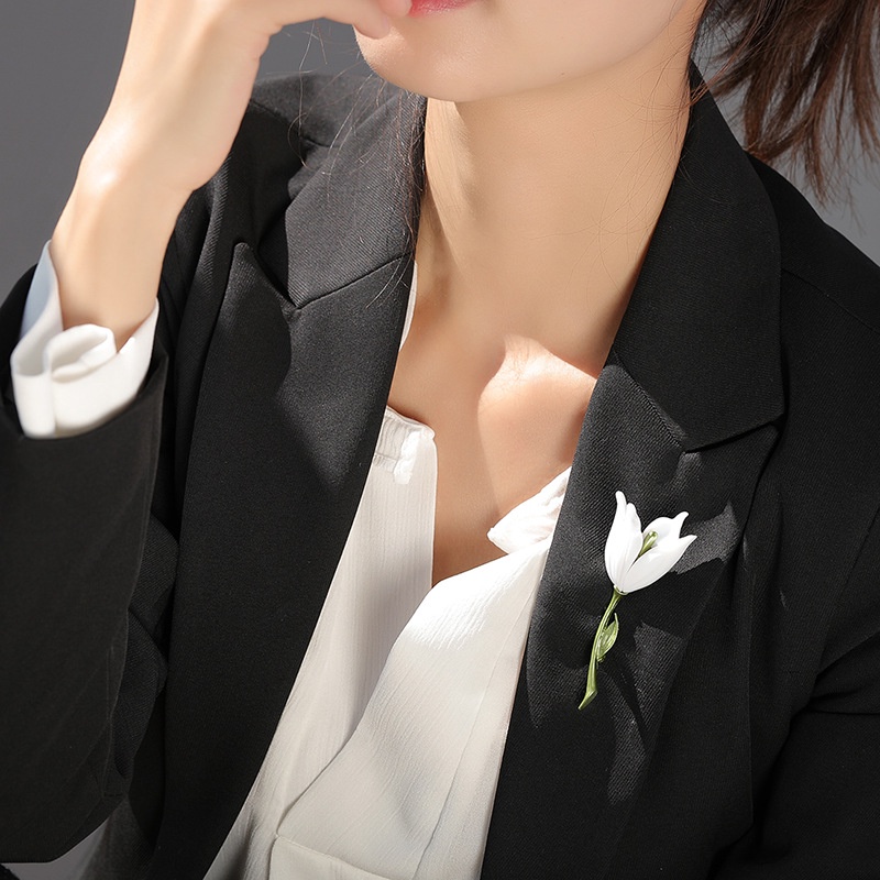 Trâm Cài Áo Hình Hoa Tulip Trắng Phong Cách Retro Pháp Cho Nữ