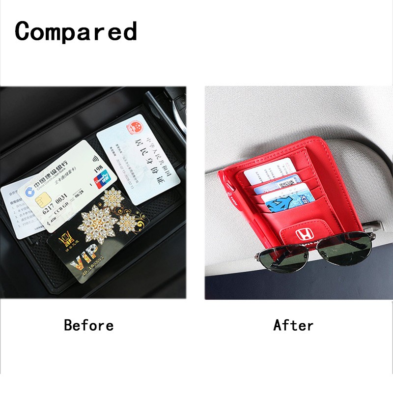 Ví Da Đựng Thẻ Gắn Tấm Che Nắng Xe Hơi Honda City Civic Jazz BRV Accord HRV Odyssey CRV