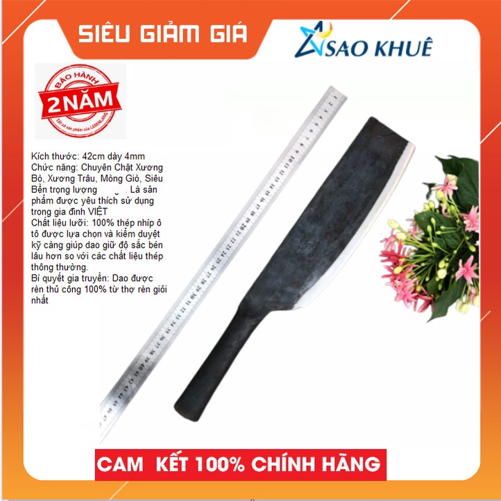Dao Phúc Sen - Dao Chặt Xương Cán Sắt Siêu Bền Chất Liệu Nhíp Xe