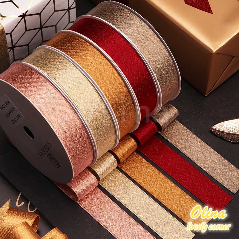 Cuộn Dây Ruy Băng 9.1Monres 16mm Màu Vàng Sang Trọng Dùng Để Gói Quà