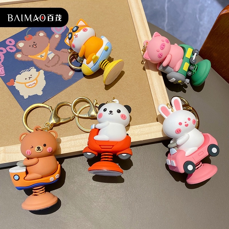 Móc Khoá Gấu Brown , Thỏ Cony , Chó Corgi , Heo Pig chơi thú nhún dễ thương