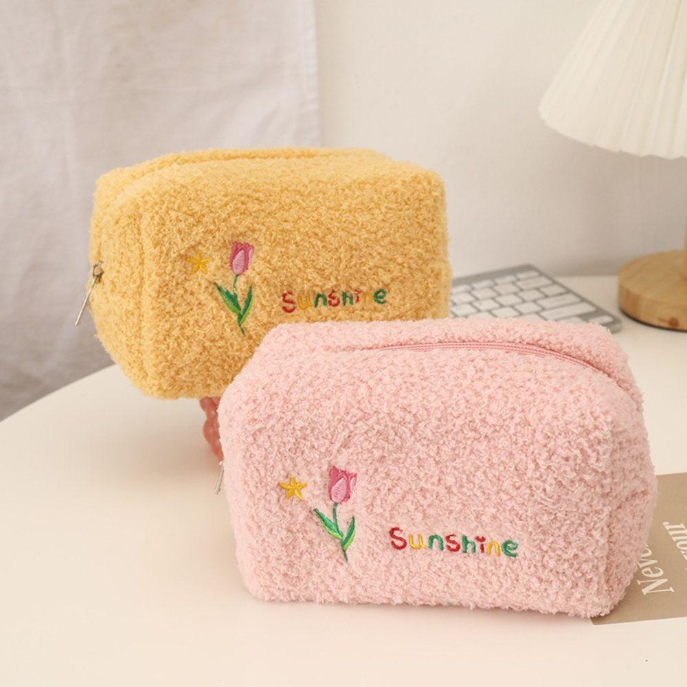 Túi Đựng Mỹ Phẩm Cỡ Lớn Họa Tiết Hoa Tulip Xinh Xắn Ốp