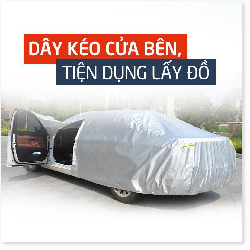 Bạt phủ xe hơi,áo trùm xe hơi, xe ô tô vải dù oxford bạc 4 -5 chỗ lớp phản quang chống nóng, mưa, xước sơn_BPX
