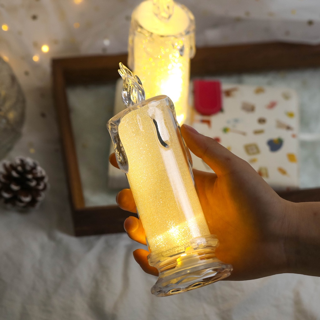 1 Đèn LED Nến Bằng Acrylic Trong Suốt Hình Giọt Nước Mắt Lãng Mạn Trang Trí Nhà Cửa / Tiệc Cưới / Giáng Sinh