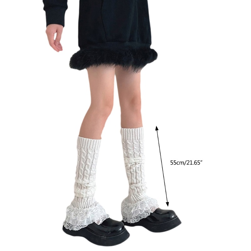 XIXI Vớ Ống Cao Dệt Kim Dày Giữ Ấm Chân Cho Nữ