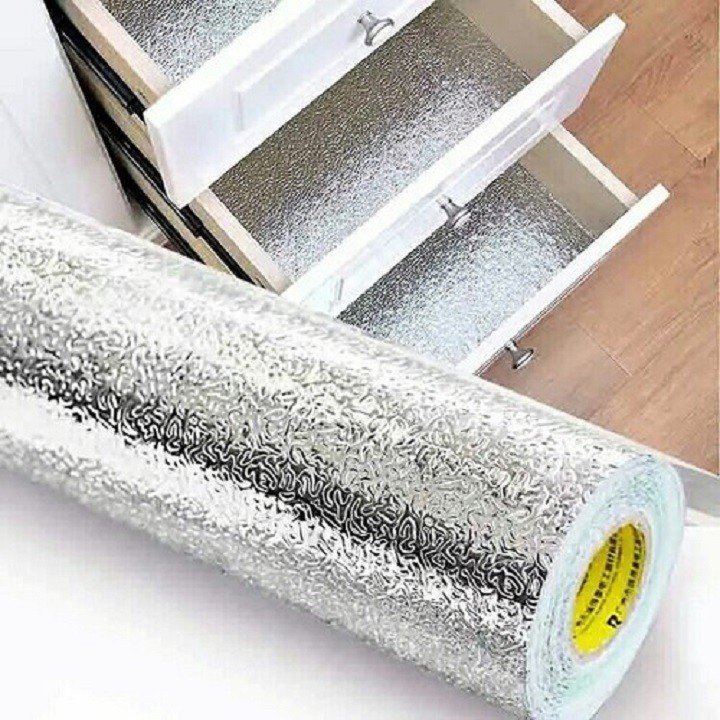 Giấy Bạc Dán Bếp ⚡FREESHIP⚡ Giấy Nhôm Dán Tường Nhà Bếp Kích Thước 3M x 60CM Chống Thấm Nước, Chống Dầu mỡ, Chịu Nhiệt