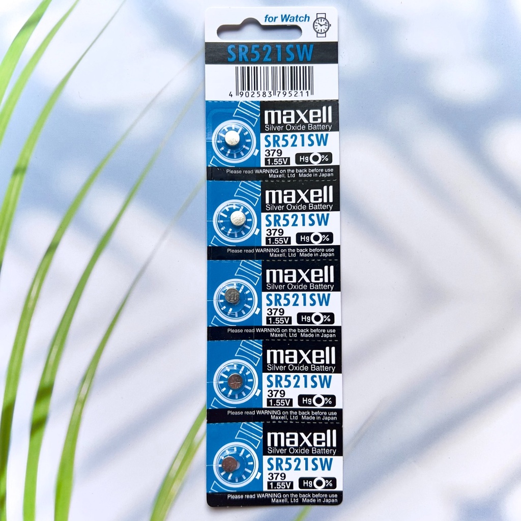 Vỉ 5 Viên Pin SR521SW / 379 / G0 Maxell Nhật Bản 1.55V Cho Đồng Hồ Đeo Tay
