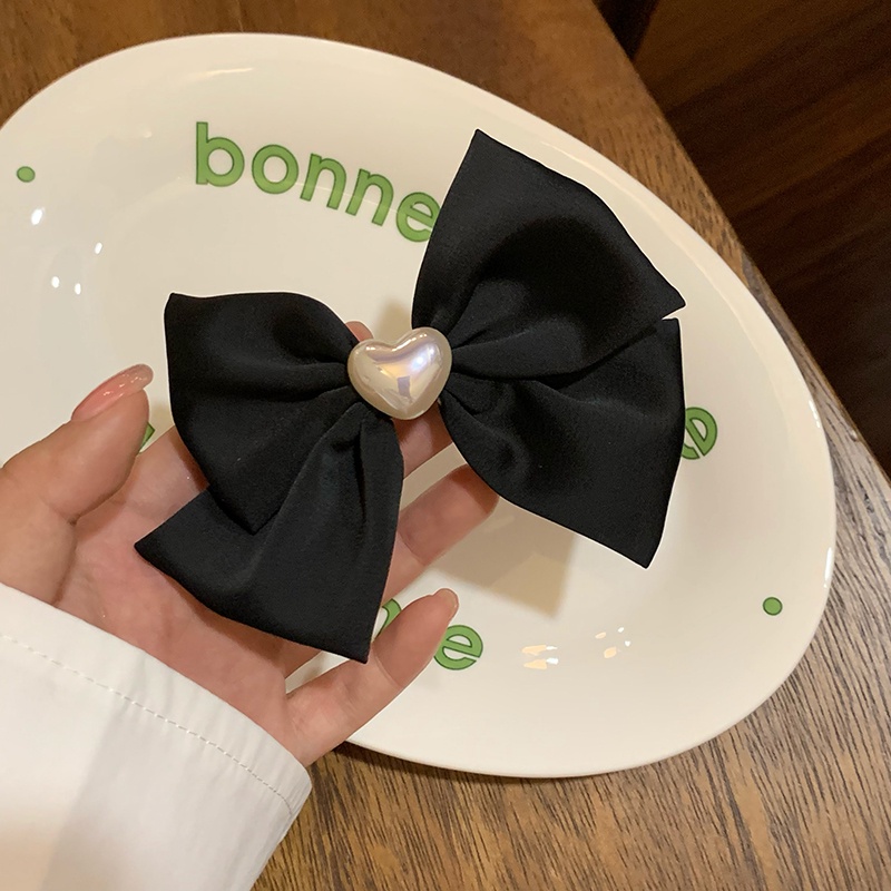 Kẹp Tóc Hình Nơ Màu Laser Đính Ngọc Trai Thời Trang Mùa Hè 1 Cái Cho Nữ