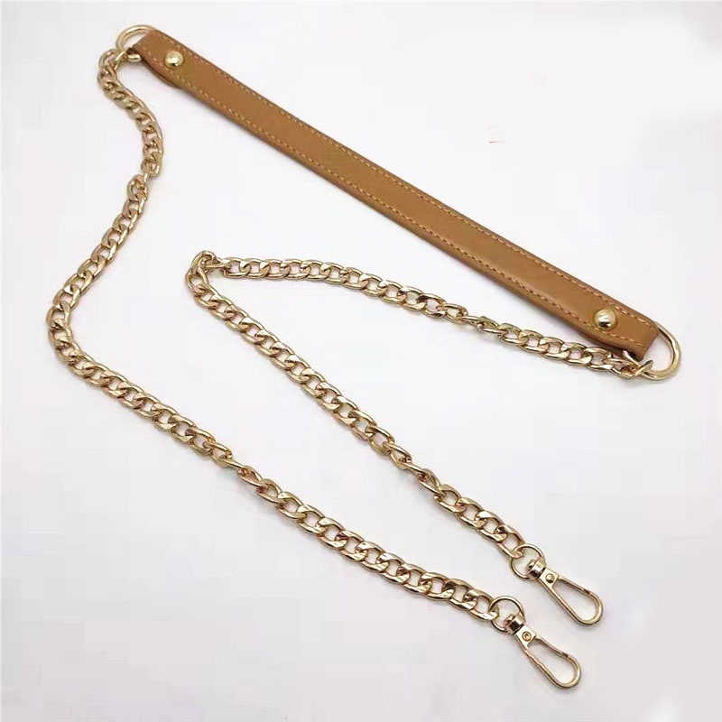 Túi Xách Da PU Phối Dây Xích Kim Loại Thời Trang 120cm