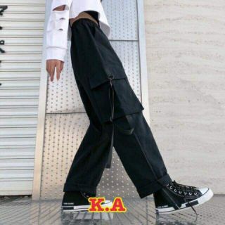 Quần kaki túi hộp đai ống rộng dài chân unisex