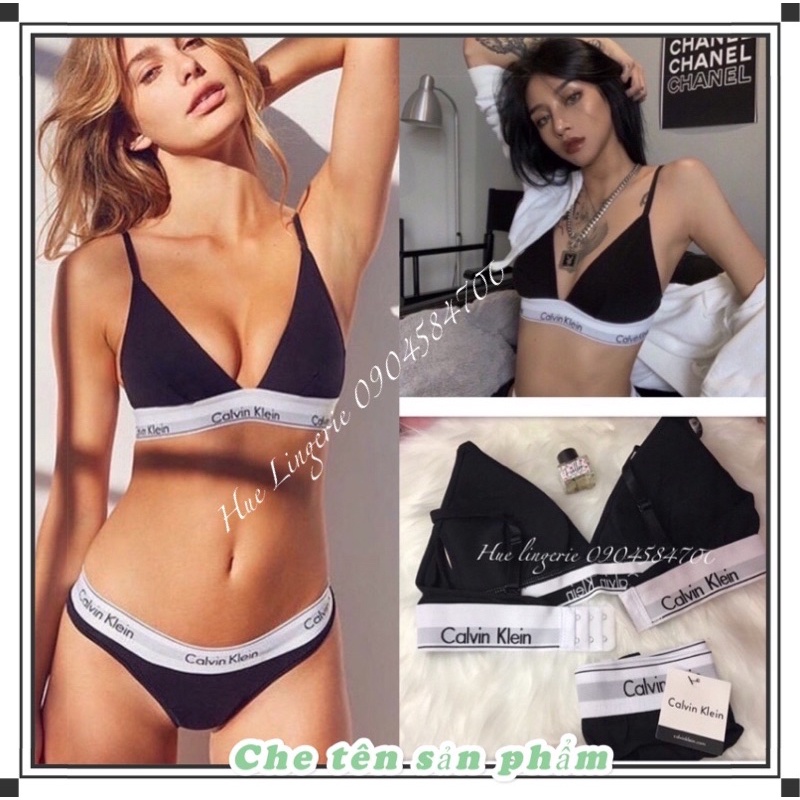 Set nội y bra cài sau có mút quần lọt khe màu đen sexy