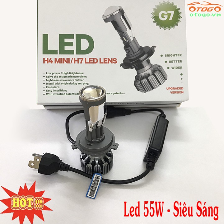 Đèn Led Gương Cầu Mini G7 Chân H4 - 55W Siêu Sáng