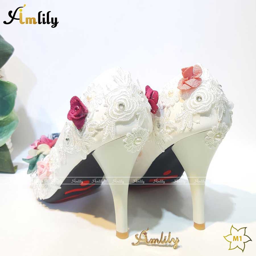 Giày cao gót hoa vintage-Amlily