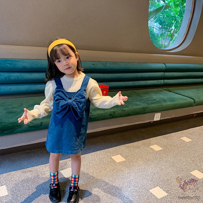 Đầm nhung phối nơ phong cách Hàn Quốc thời trang mùa thu cho bé gái