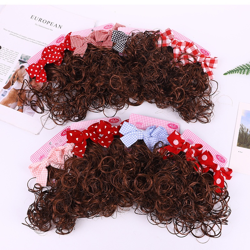 Set 2 kẹp tóc giả đính nơ tạo kiểu dễ thương phong cách Hàn Quốc mới cho bé