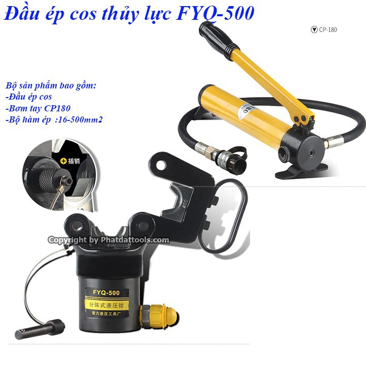 Đầu ép cốt thủy lực FYQ500 kèm bơm CP180 - Phạm vi ép 16-500mm2