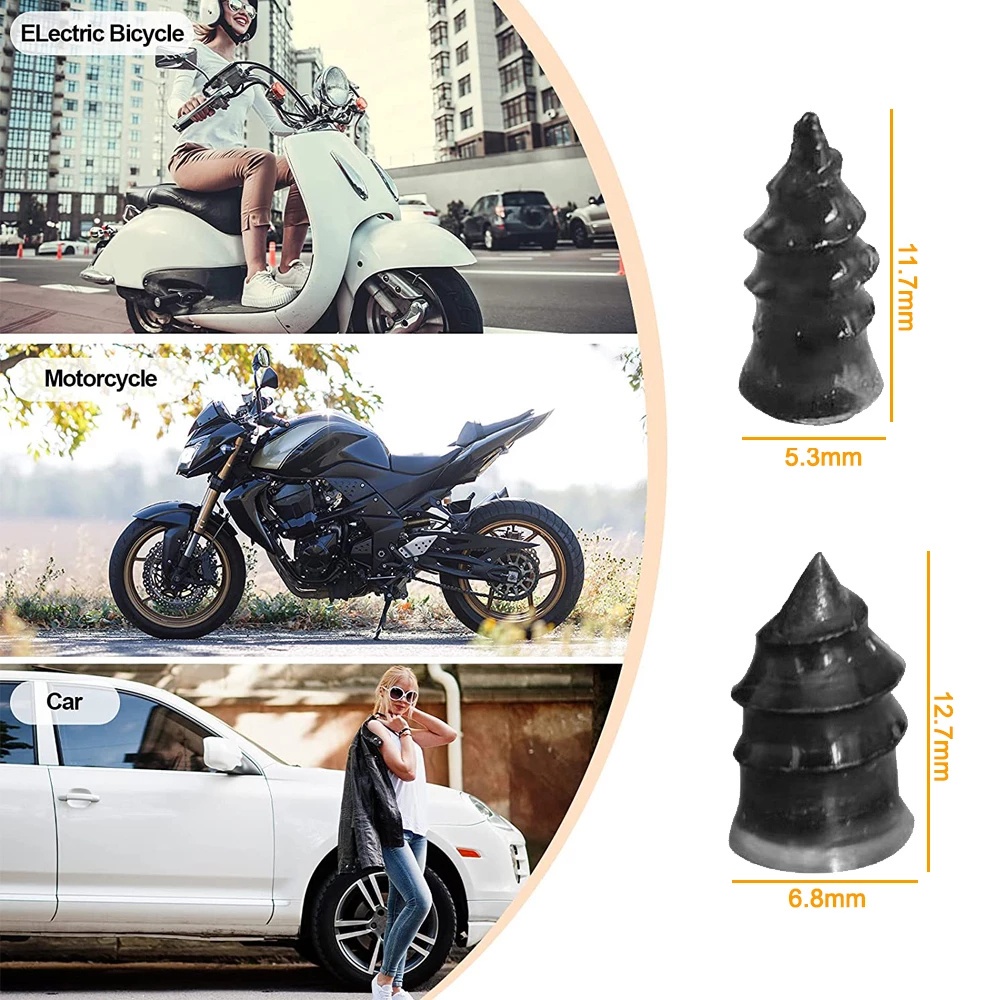 Bộ 10 Đinh Cao Su Mini Dán Sửa Chữa Lốp Xe Hơi / Xe Máy Điện Không Ruột