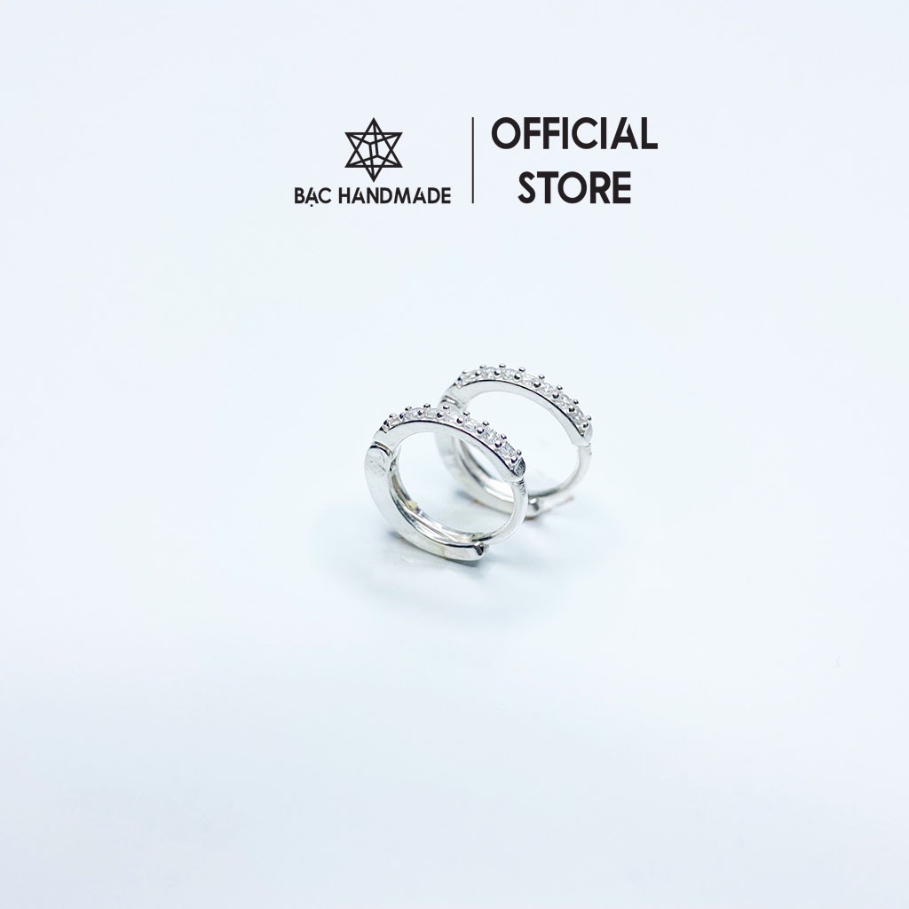 Khuyên tai nữ Bạc Handmade.Bông tai nữ bấm tròn lấp lánh bạc nguyên chất-Bạc Handmade