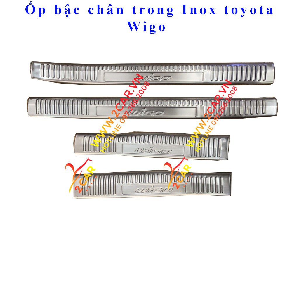 Combo ốp bậc chân trong + ngoài xe Toyota Wigo Inox