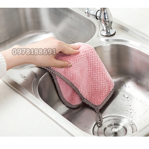 Khăn lau bếp đa năng 2 mặt trơn, mềm mại thấm nước tốt
